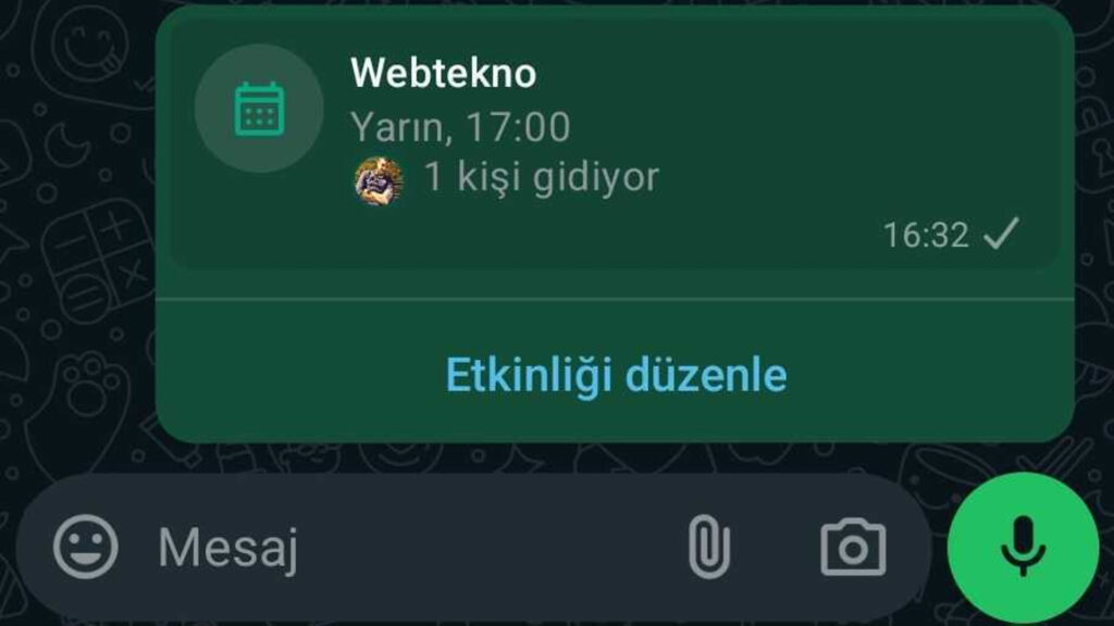 WhatsApp Grup Etkinliği Oluşturma